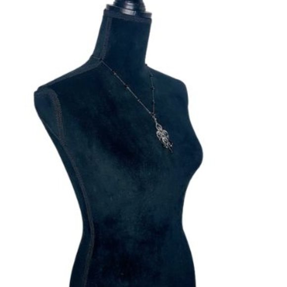 J#38 JNY Silver and Black Pendant Necklace with Colorful Gemstones - Picture 5 of 6